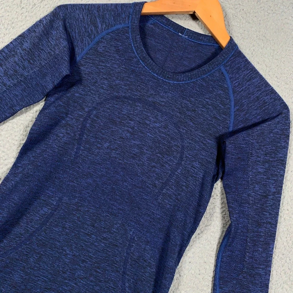 Lululemon Swiftly Tech Crew Shirt Women's 4 Blue Heather Performance Long Sleeve